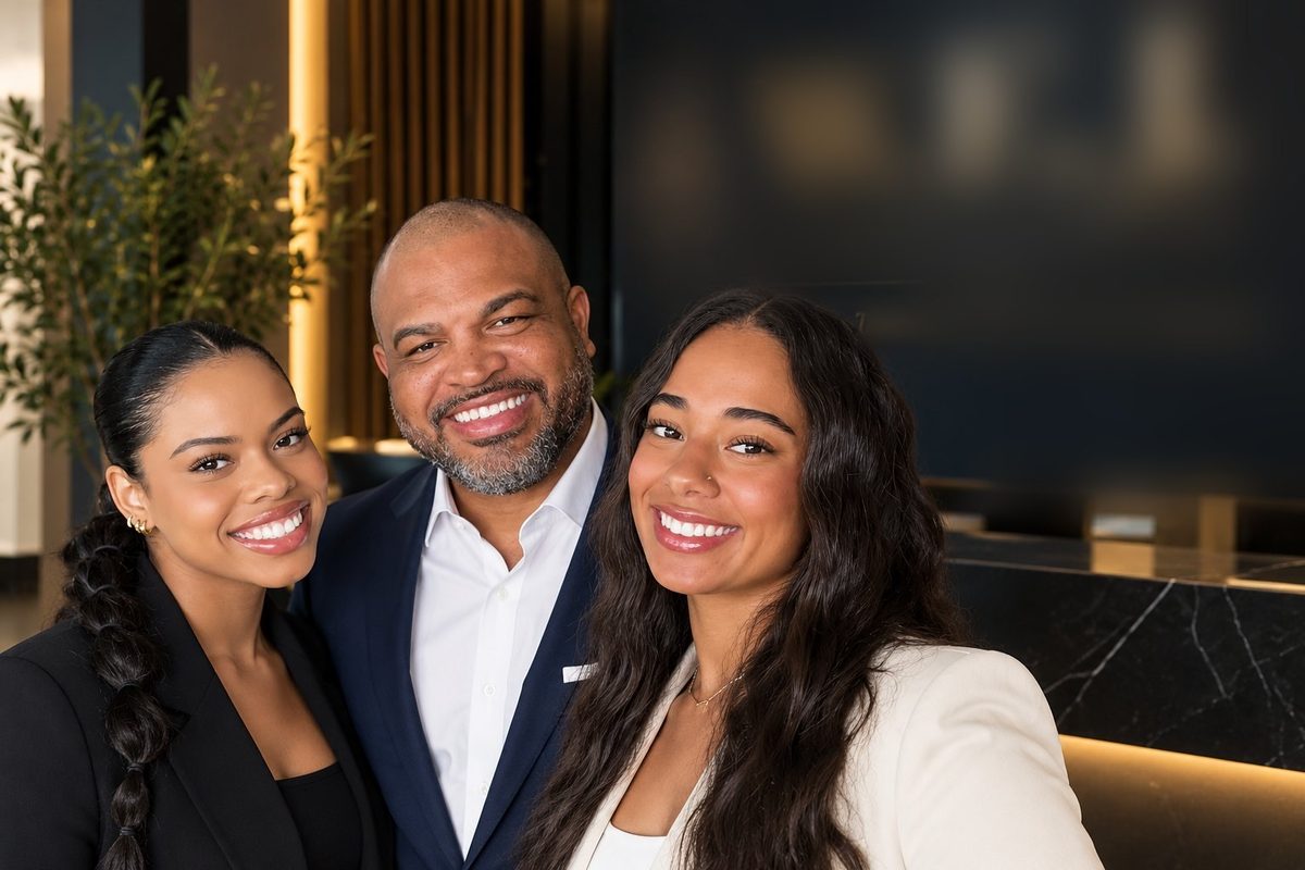 William Johnson with his daughters Catalina and Meeya, the family behind W.E.J. Consultants