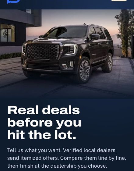 Dealer offer marketplace prototype on a phone